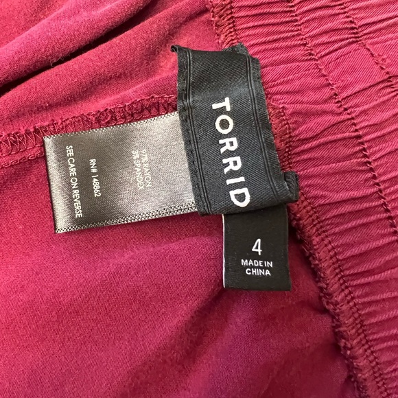 Torrid Stretch Challis Drawcord Trouser - Burgundy - Picture 5 of 8
